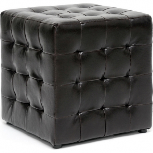 Siskal Cube Ottoman in Tufted Dark Brown (Set of 2)